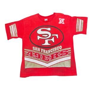Vintage Salem Sportswear San Francisco 49ers Tee XL Red Distressed Thrashed